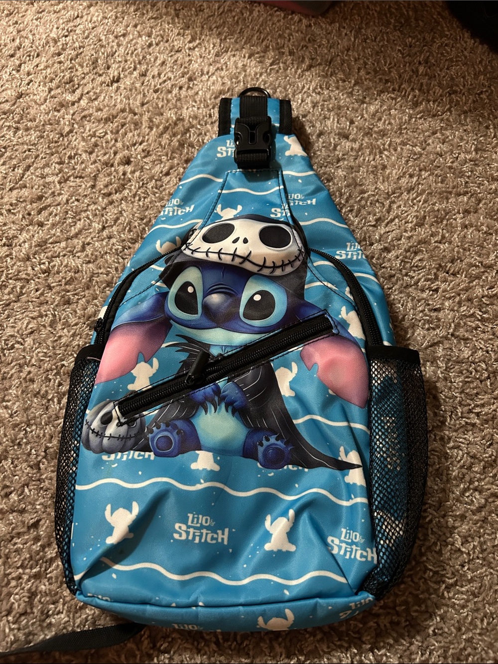 Lilo & Stitch Blue Character Sling Backpack